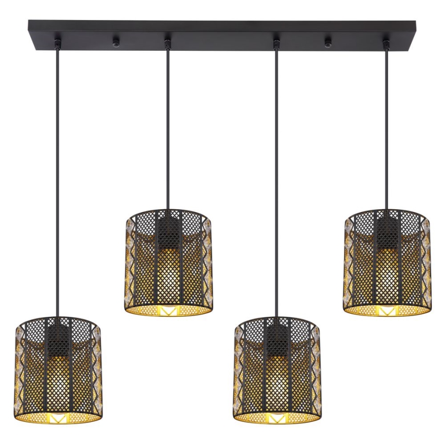 Globo - Chandelier on a string 4xE27/60W/230V gold/black