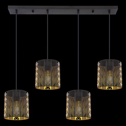 Globo - Chandelier on a string 4xE27/60W/230V gold/black