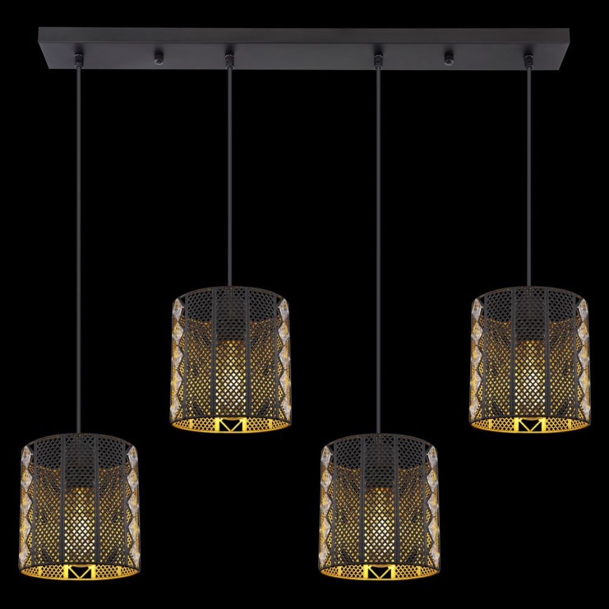 Globo - Chandelier on a string 4xE27/60W/230V gold/black