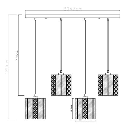 Globo - Chandelier on a string 4xE27/60W/230V gold/black