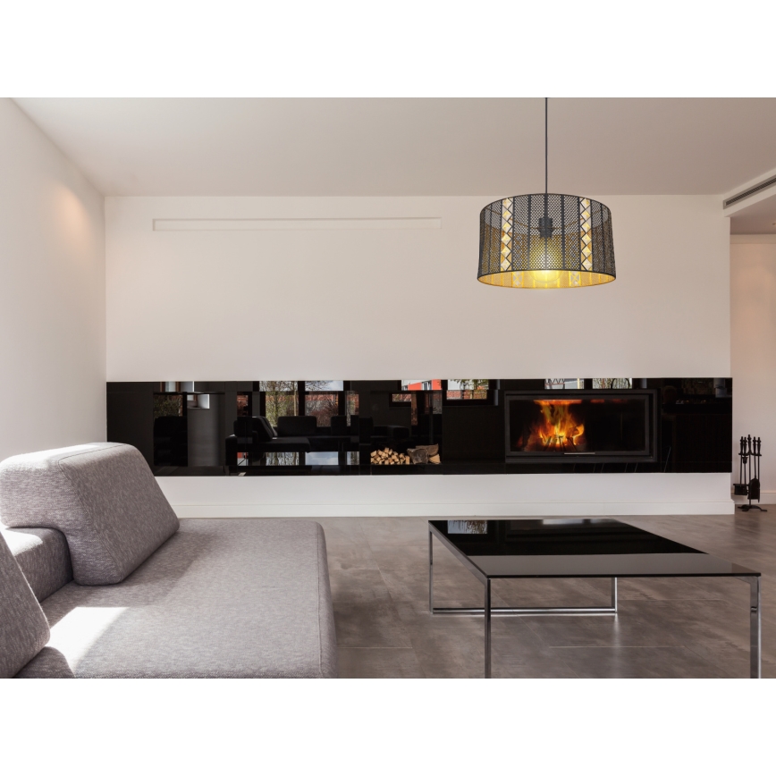 Globo - Chandelier on a string 1xE27/60W/230V gold/black