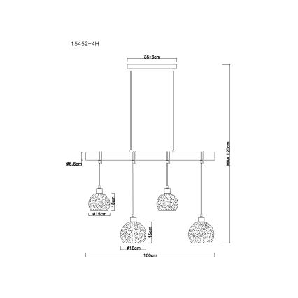 Globo - Chandelier on a string 4xE27/40W/230V