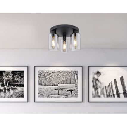 Globo - Ceiling light 3xE27/60W/230V black