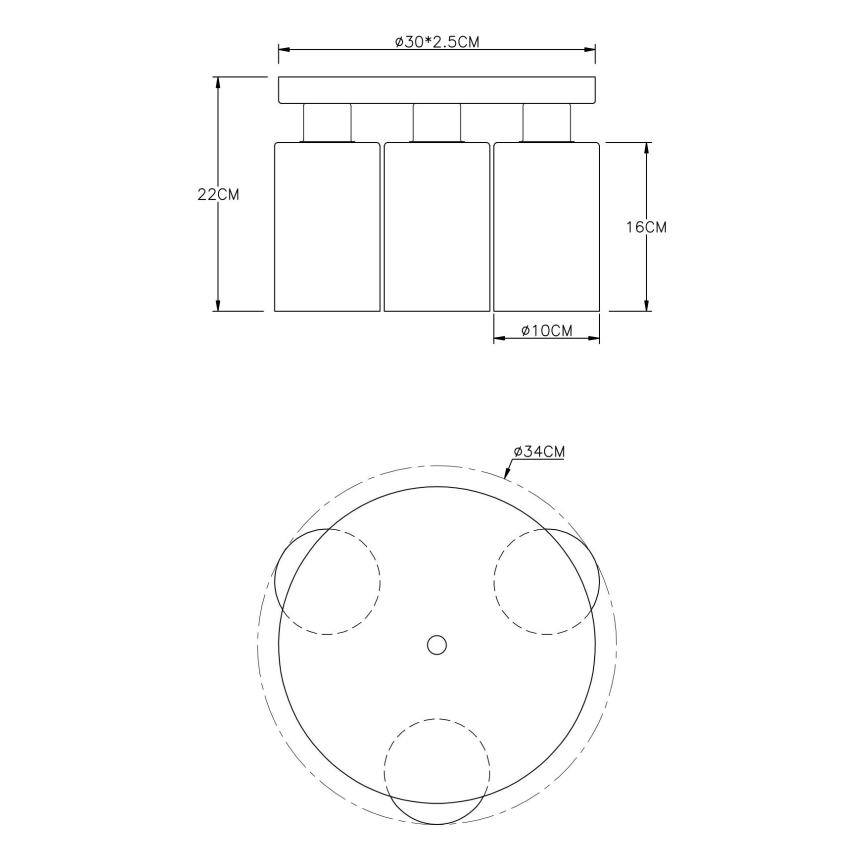 Globo - Ceiling light 3xE27/60W/230V black