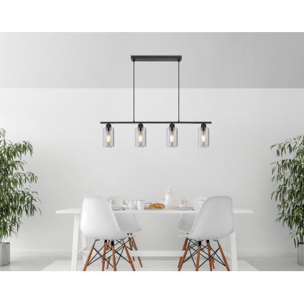 Globo - Chandelier on a string 4xE27/60W/230V black
