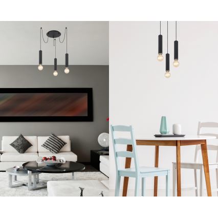 Globo - Chandelier on a string 3xE27/60W/230V black wood
