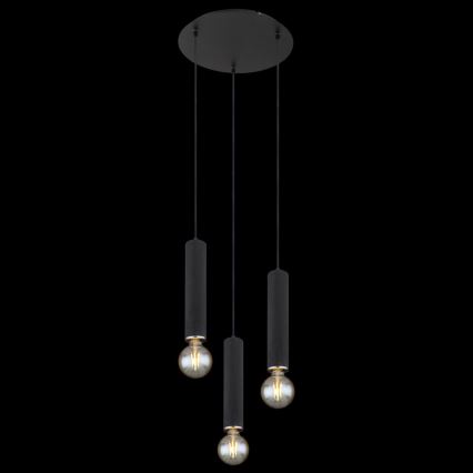Globo - Chandelier on a string 3xE27/60W/230V black wood