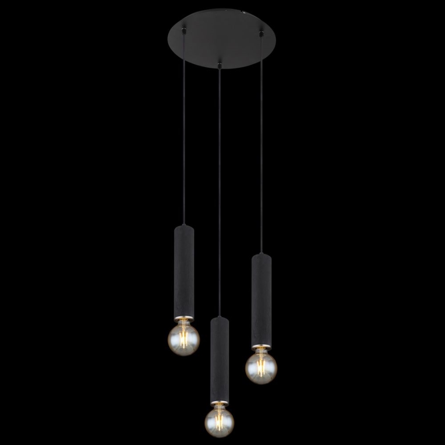 Globo - Chandelier on a string 3xE27/60W/230V black wood