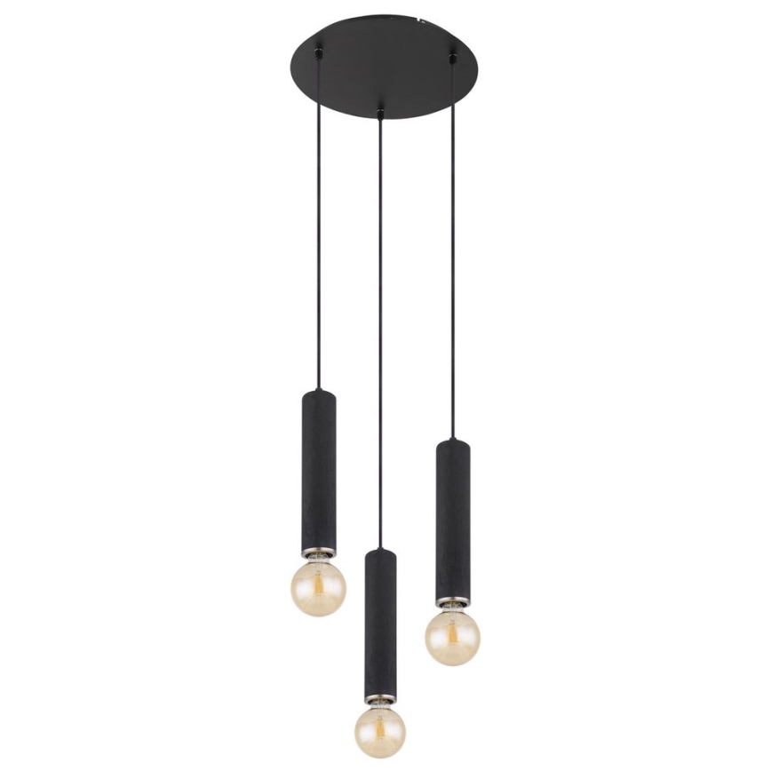 Globo - Chandelier on a string 3xE27/60W/230V black wood