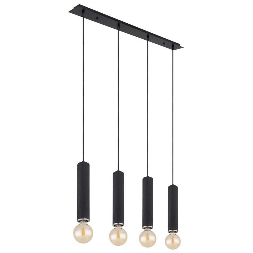 Globo - Chandelier on a string 4xE27/60W/230V black wood