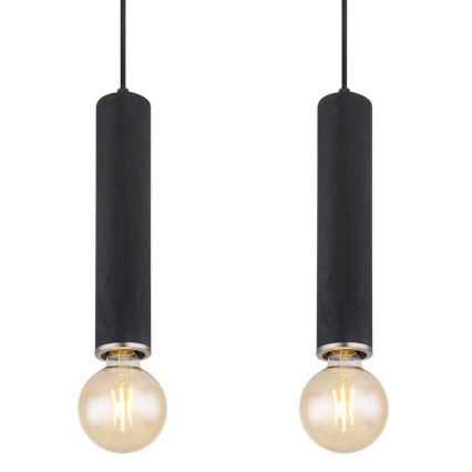 Globo - Chandelier on a string 4xE27/60W/230V black wood
