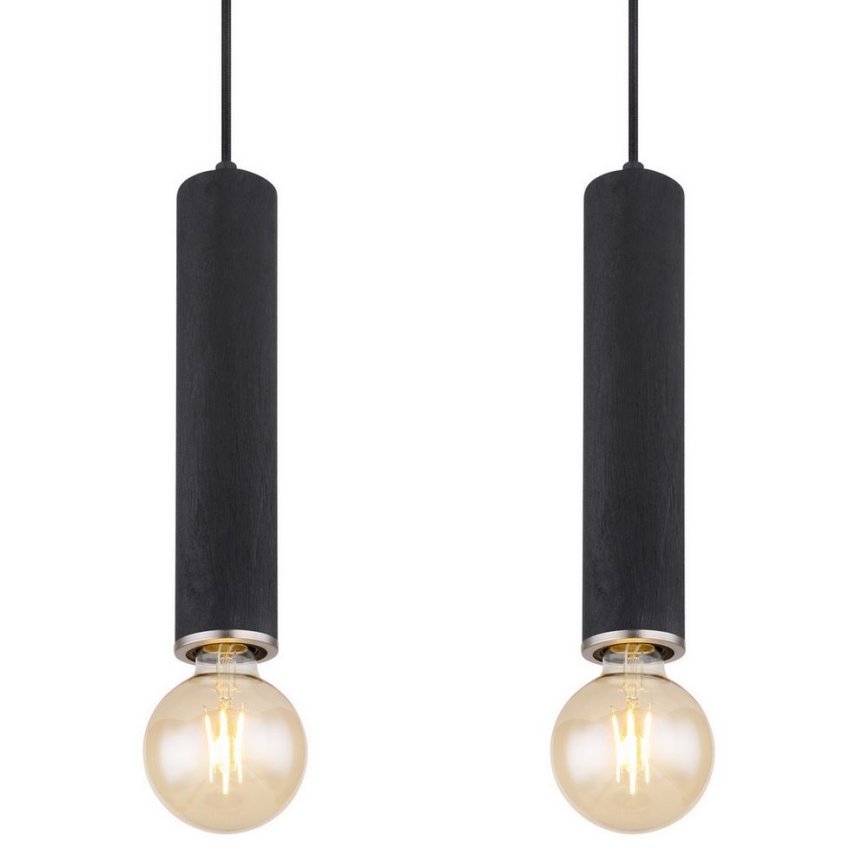 Globo - Chandelier on a string 4xE27/60W/230V black wood