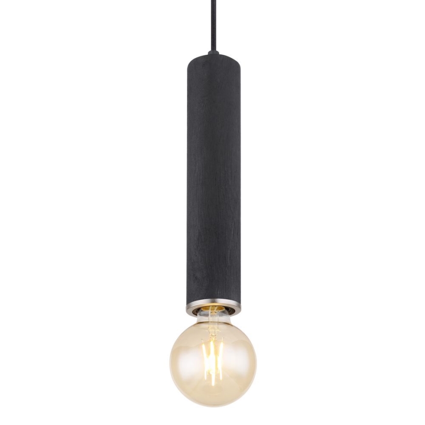 Globo - Chandelier on a string 1xE27/60W/230V black wood