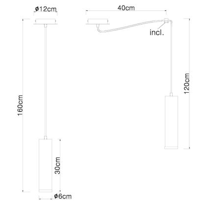 Globo - Chandelier on a string 1xE27/60W/230V black wood