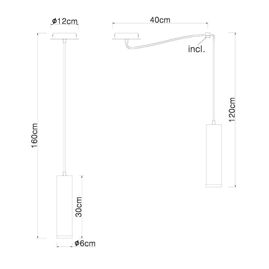 Globo - Chandelier on a string 1xE27/60W/230V black wood