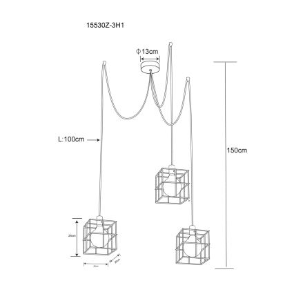 Globo 15530Z-3H1 - Chandelier on a string MERRIL 3xE27/60W/230V