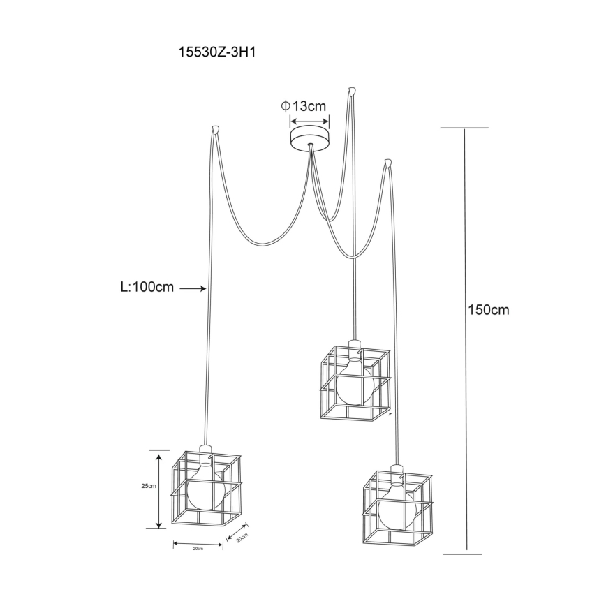 Globo 15530Z-3H1 - Chandelier on a string MERRIL 3xE27/60W/230V