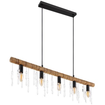 Globo 15532-5H - KIRA Cable-Suspended Pendant Light, 5xE14/40W/230V, Black/Brown