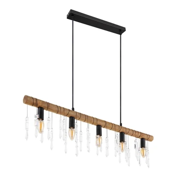 Globo 15532-5H - KIRA Cable-Suspended Pendant Light, 5xE14/40W/230V, Black/Brown