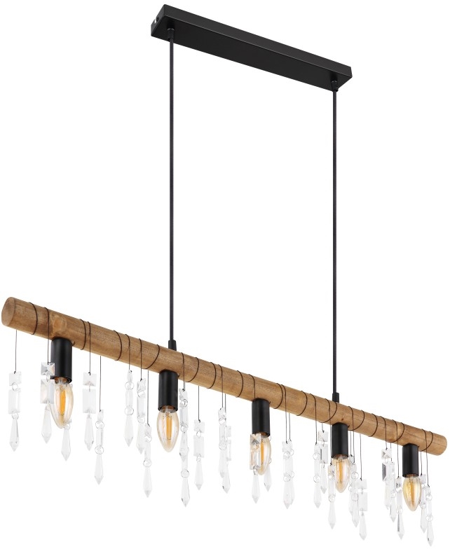 Globo 15532-5H - KIRA Cable-Suspended Pendant Light, 5xE14/40W/230V, Black/Brown