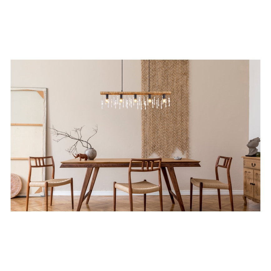 Globo 15532-5H - KIRA Cable-Suspended Pendant Light, 5xE14/40W/230V, Black/Brown