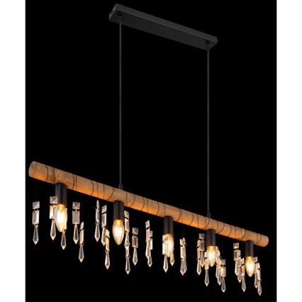 Globo 15532-5H - KIRA Cable-Suspended Pendant Light, 5xE14/40W/230V, Black/Brown