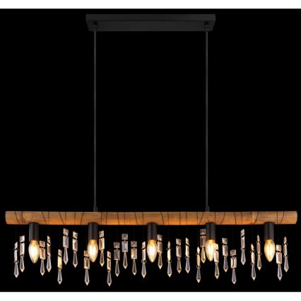 Globo 15532-5H - KIRA Cable-Suspended Pendant Light, 5xE14/40W/230V, Black/Brown