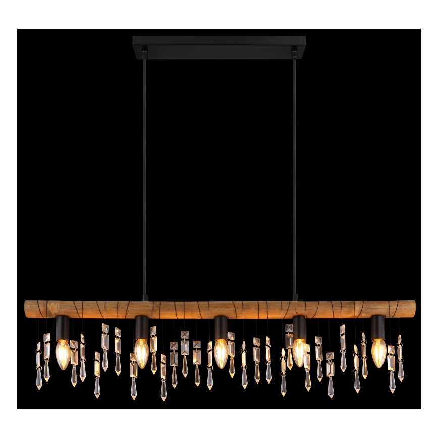Globo 15532-5H - KIRA Cable-Suspended Pendant Light, 5xE14/40W/230V, Black/Brown