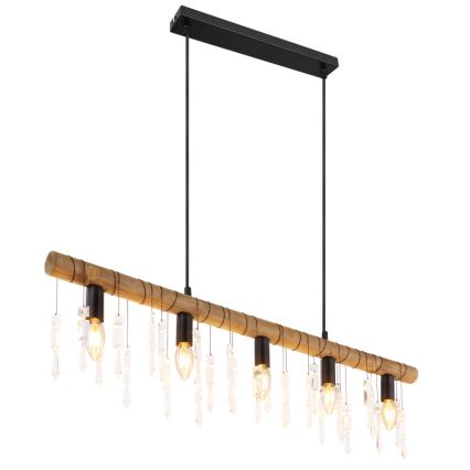 Globo 15532-5H - KIRA Cable-Suspended Pendant Light, 5xE14/40W/230V, Black/Brown