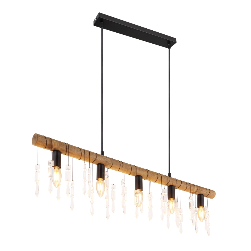 Globo 15532-5H - KIRA Cable-Suspended Pendant Light, 5xE14/40W/230V, Black/Brown