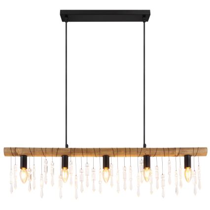 Globo 15532-5H - KIRA Cable-Suspended Pendant Light, 5xE14/40W/230V, Black/Brown