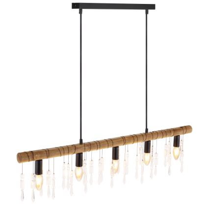 Globo 15532-5H - KIRA Cable-Suspended Pendant Light, 5xE14/40W/230V, Black/Brown