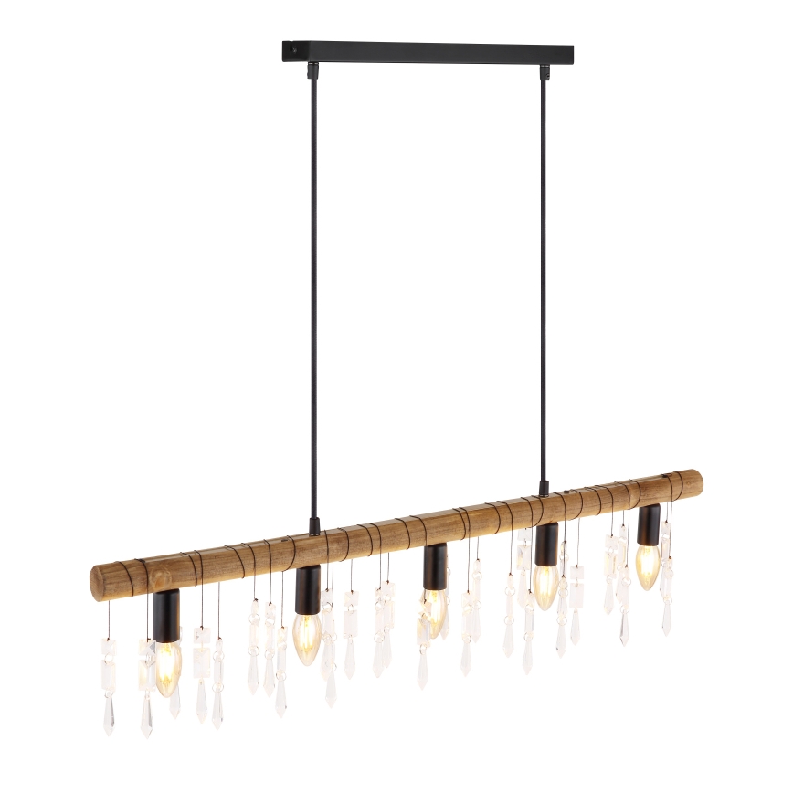 Globo 15532-5H - KIRA Cable-Suspended Pendant Light, 5xE14/40W/230V, Black/Brown