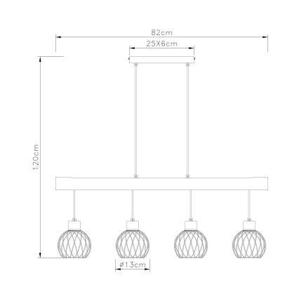 Globo - Chandelier on a string 4xE27/15W/230V