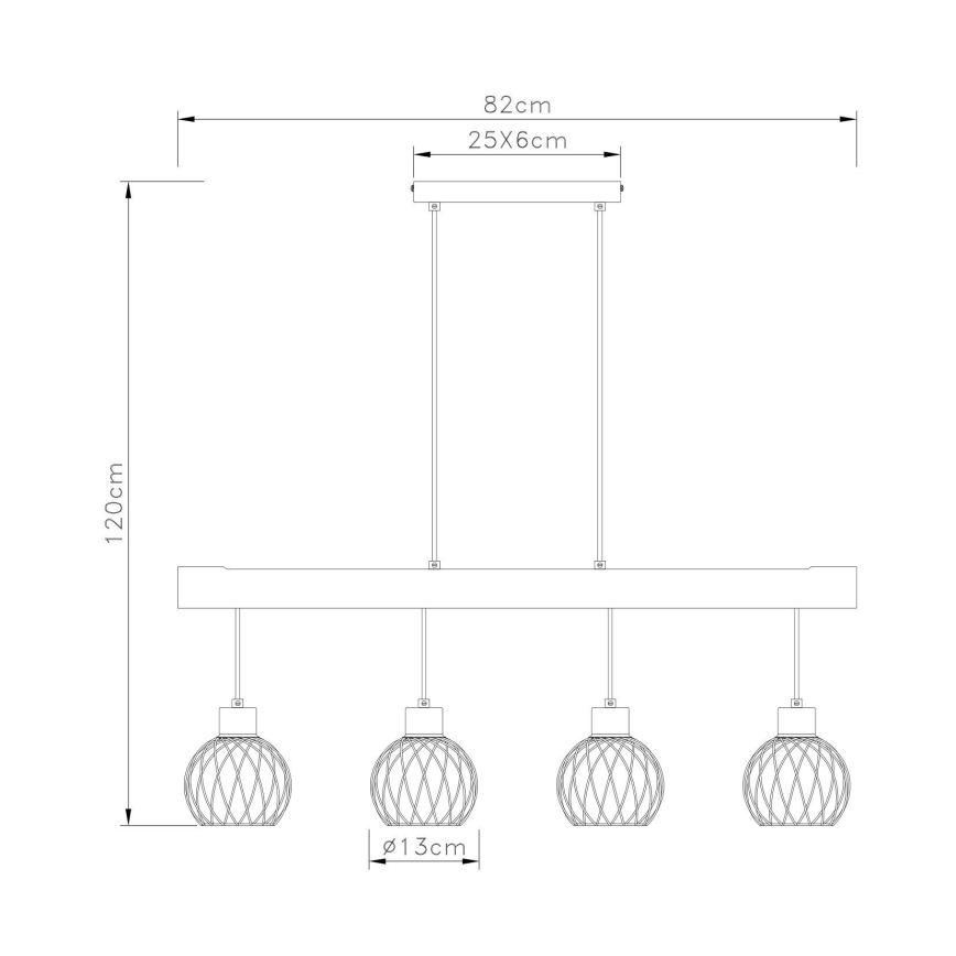 Globo - Chandelier on a string 4xE27/15W/230V