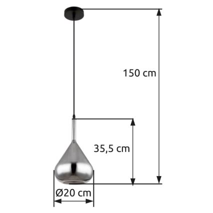 Globo - Chandelier on a string 1xE27/60W/230V d. 20 cm black