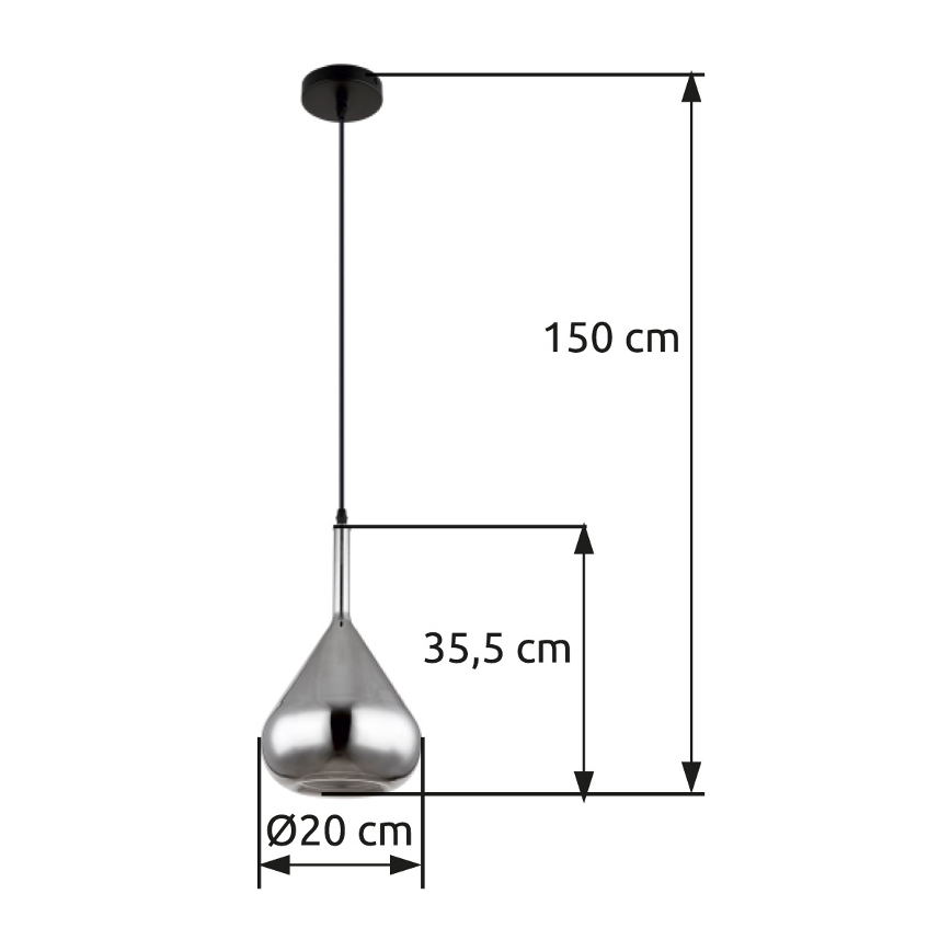 Globo - Chandelier on a string 1xE27/60W/230V d. 20 cm black