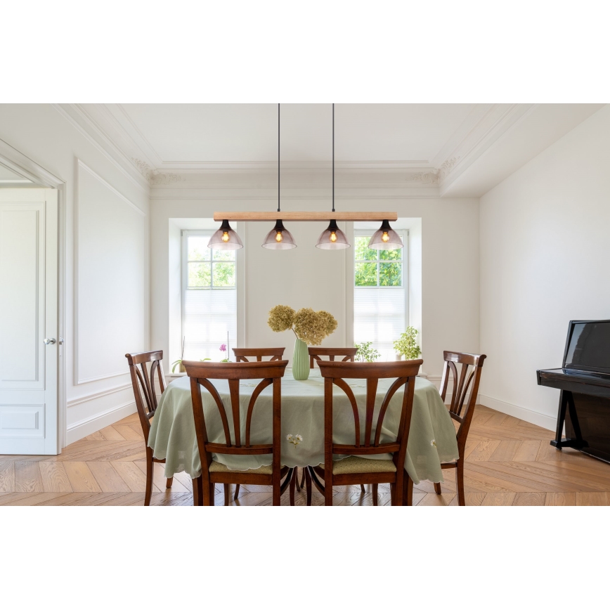 Globo - Chandelier on a string 4xE14/15W/230V pine