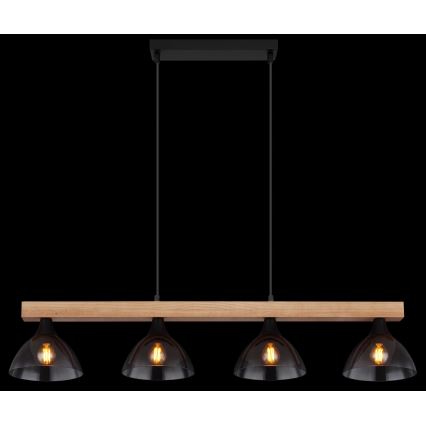 Globo - Chandelier on a string 4xE14/15W/230V pine