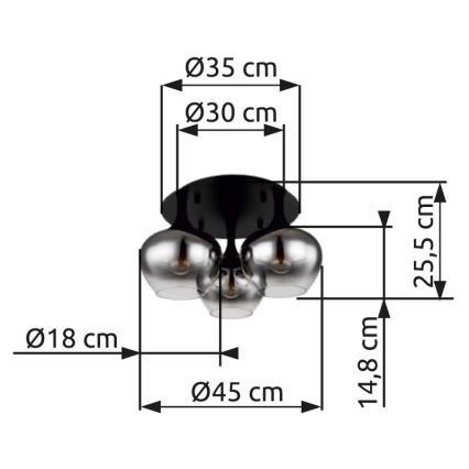 Globo - Surface-mounted chandelier 3xE27/40W/230V d. 45 cm black