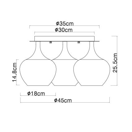 Globo - Surface-mounted chandelier 3xE27/40W/230V d. 45 cm copper