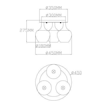 Globo - Surface-mounted chandelier 3xE27/40W/230V anthracite