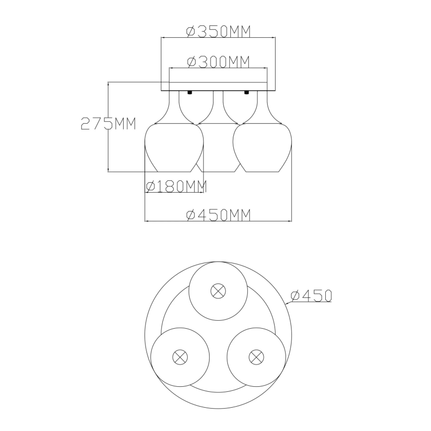 Globo - Surface-mounted chandelier 3xE27/40W/230V anthracite