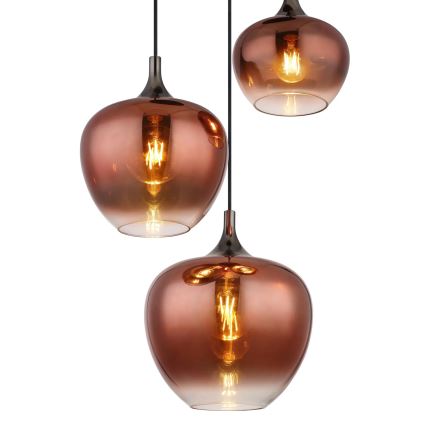 Globo - Chandelier on a string 3xE27/40W/230V copper