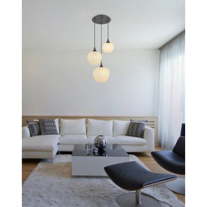 Globo - Chandelier on a string 3xE27/40W/230V white/anthracite