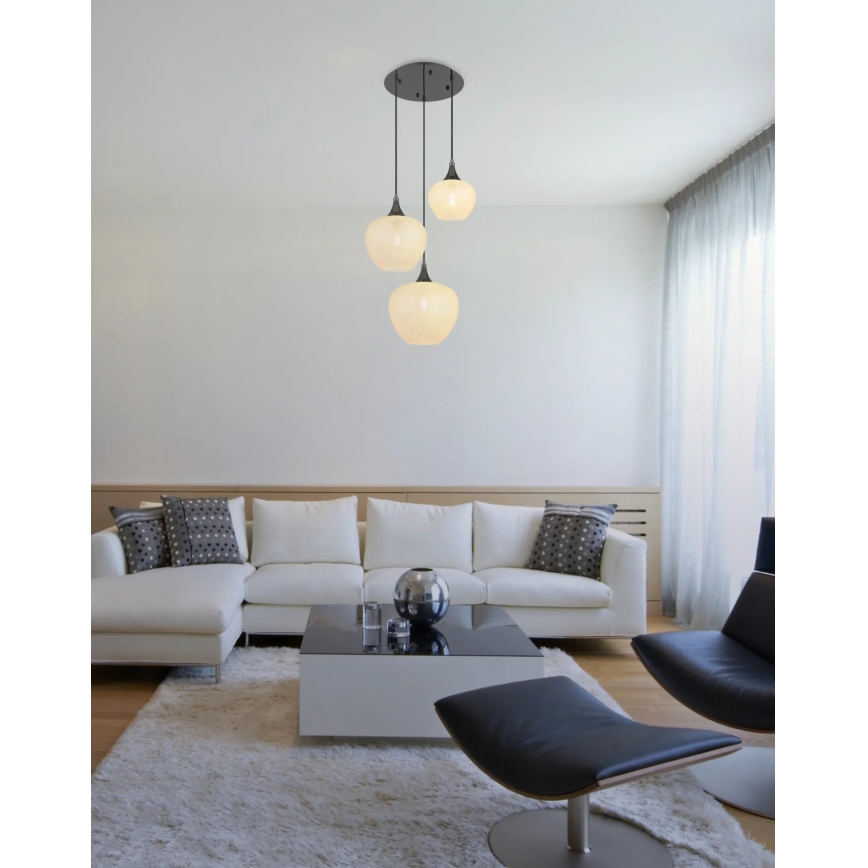 Globo - Chandelier on a string 3xE27/40W/230V white/anthracite