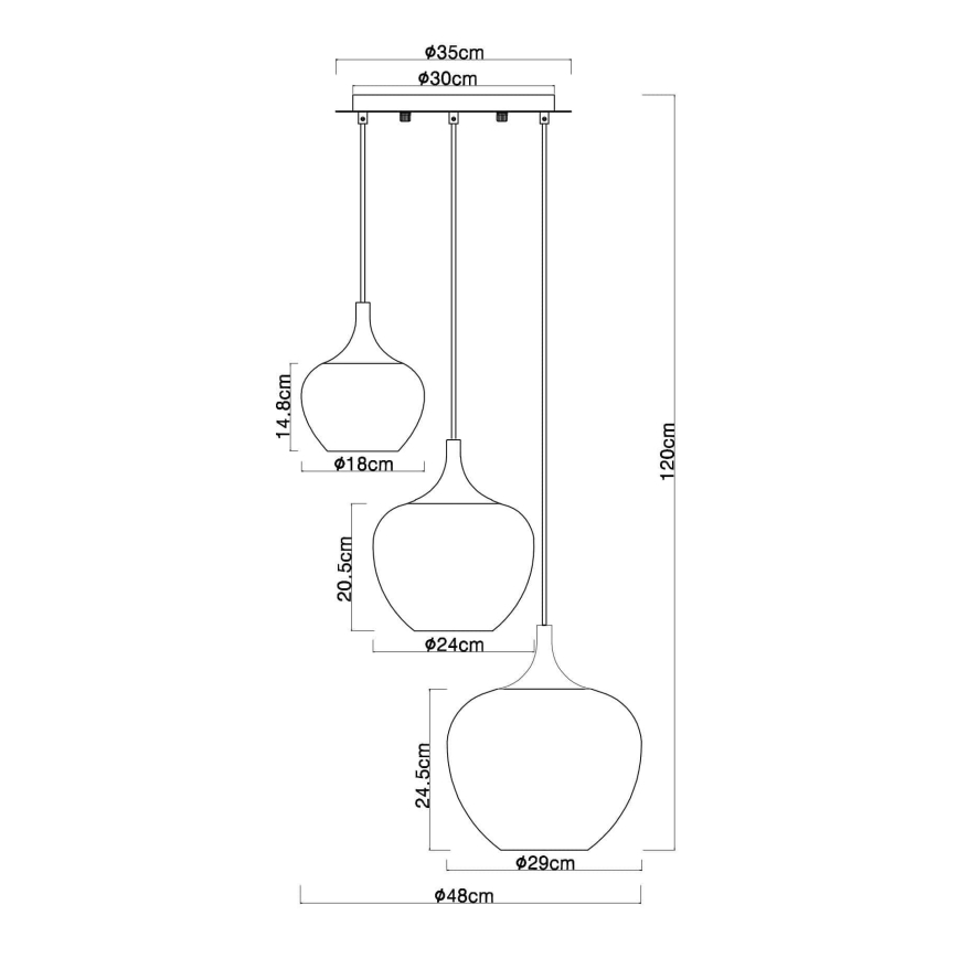 Globo - Chandelier on a string 3xE27/40W/230V white/anthracite