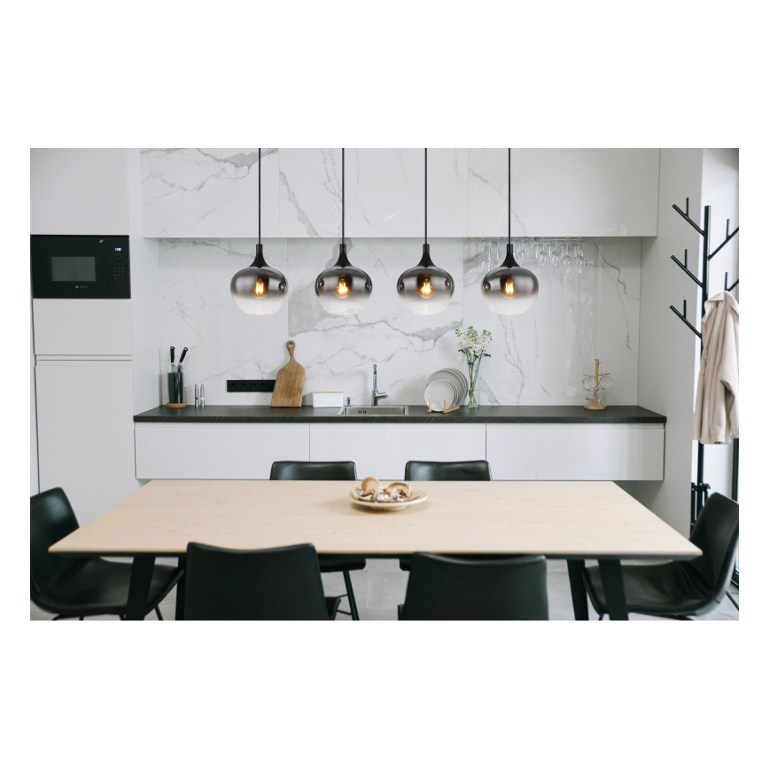 Globo - Cable-suspended pendant light 4xE27/40W/230V black