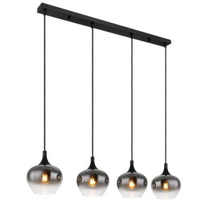 Globo - Cable-suspended pendant light 4xE27/40W/230V black