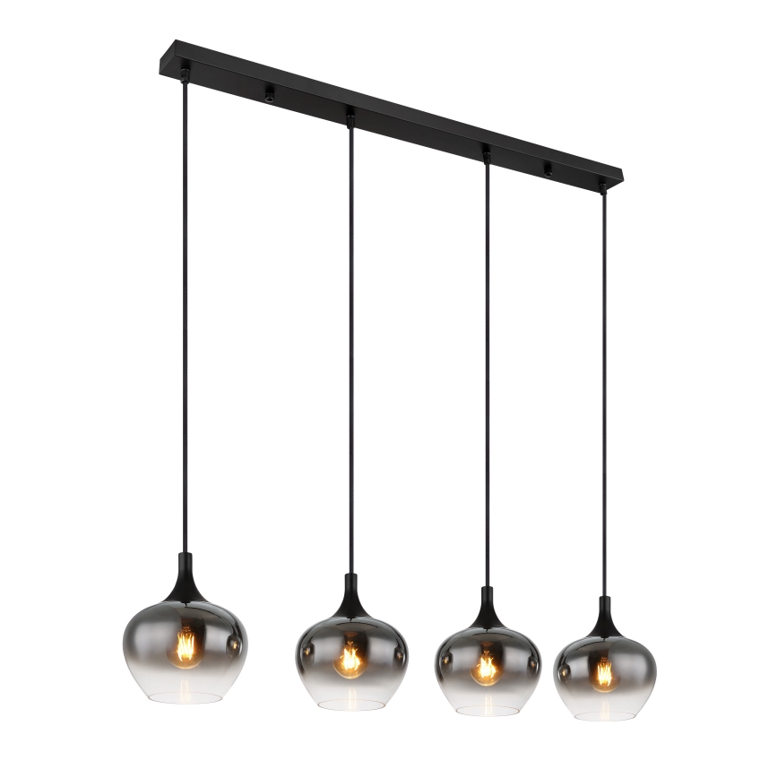Globo - Cable-suspended pendant light 4xE27/40W/230V black